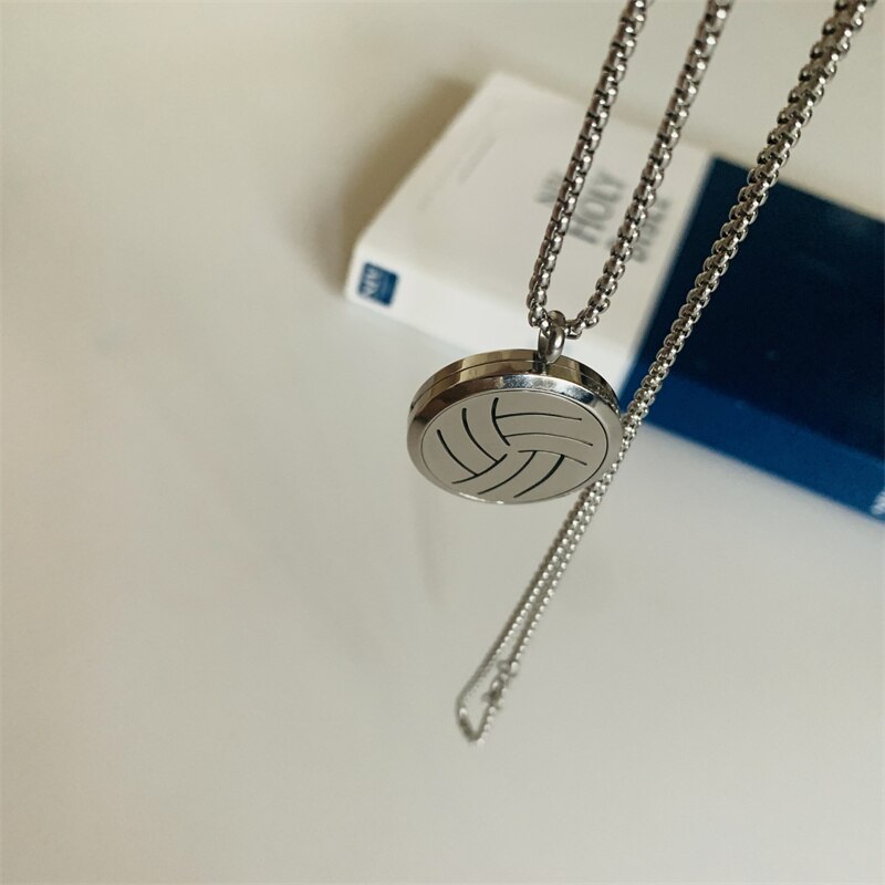 SOEZmm Volleyball Necklace SVNP25,Gift for Volleyball Lover,Prize for Match,can add Essential Oil or Perfume,DM 25mm