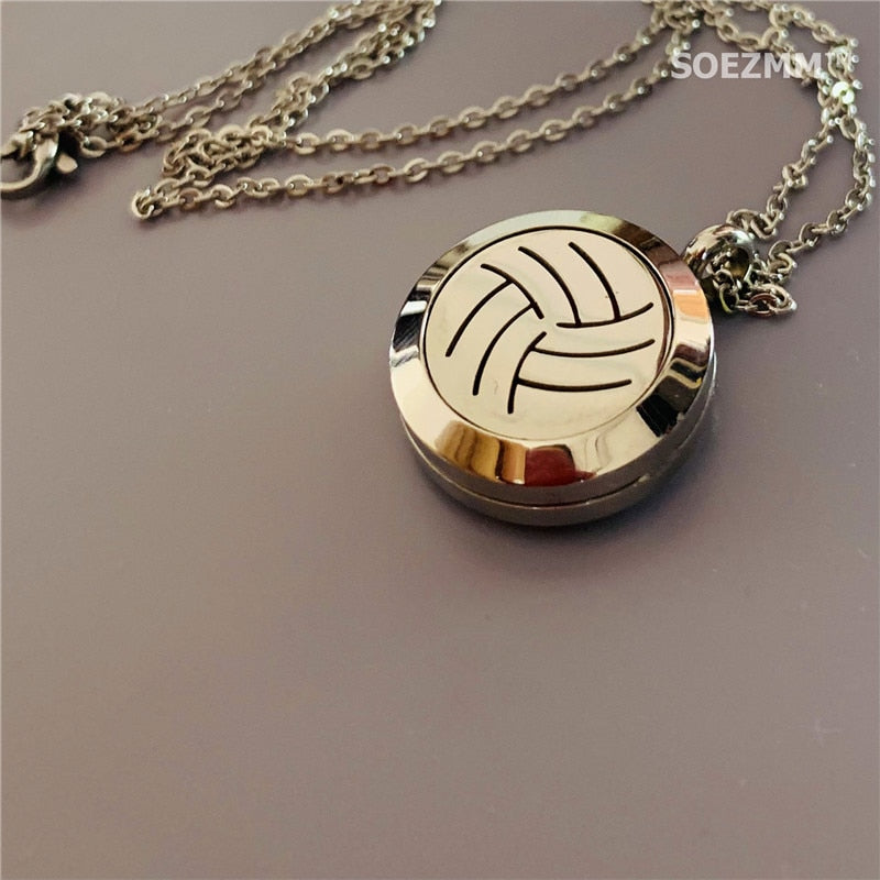 SOEZmm Volleyball Necklace,SVNP20,Gift for Volleyball Lovers Prize for match,can add Essential Oil or Perfume,DM 20mm