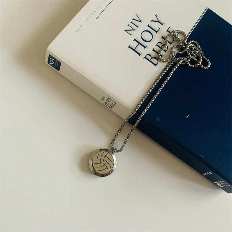 SOEZmm Volleyball Necklace SVNP25,Gift for Volleyball Lover,Prize for Match,can add Essential Oil or Perfume,DM 25mm