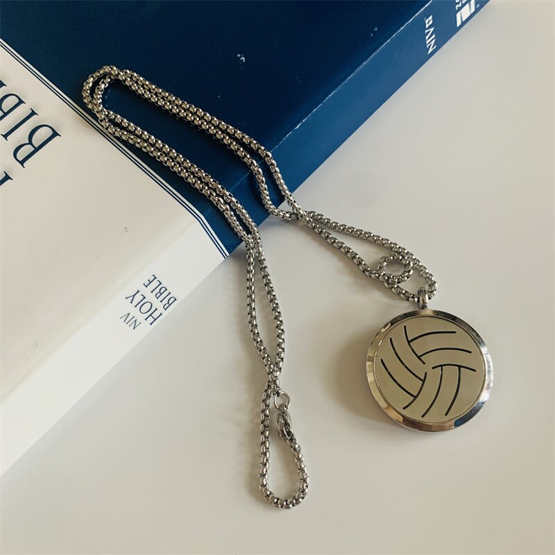SOEZmm Volleyball Necklace SVNP30,Gift for Volleyball Lover,Prize for Match , can add Essential Oil or Perfume,DM 30mm