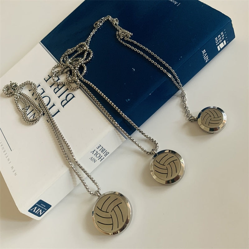 SOEZmm Volleyball Necklace SVNP30,Gift for Volleyball Lover,Prize for Match , can add Essential Oil or Perfume,DM 30mm